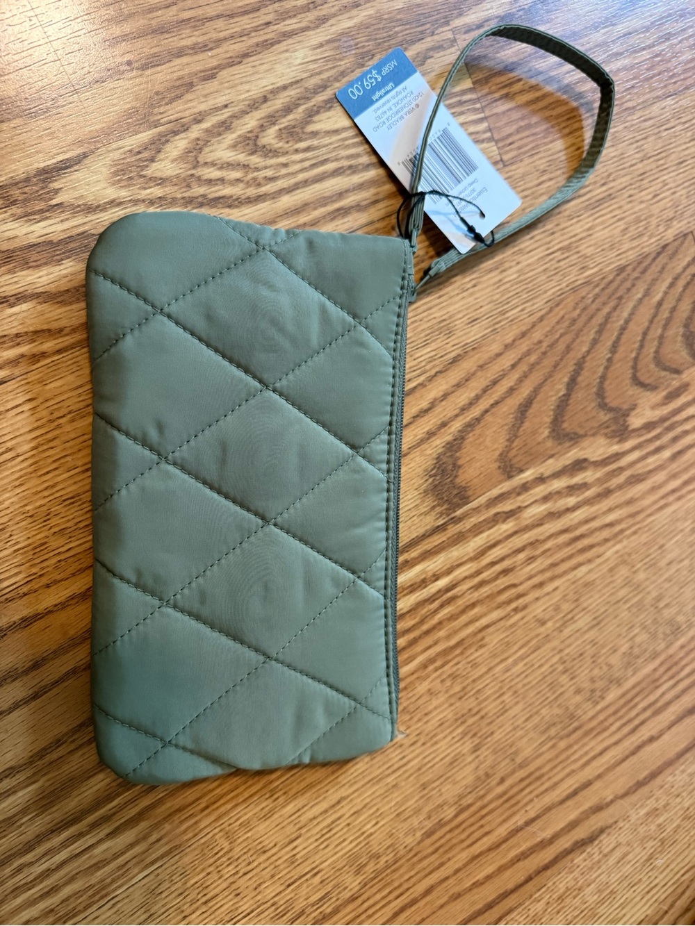 Vera Bradley Quilted Olive Green Wristlet